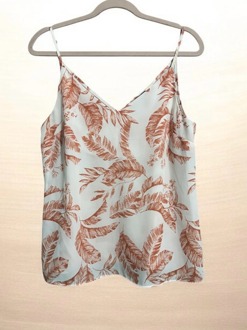 Primark Light  brown Cami with Brown Tropical Leaf Print